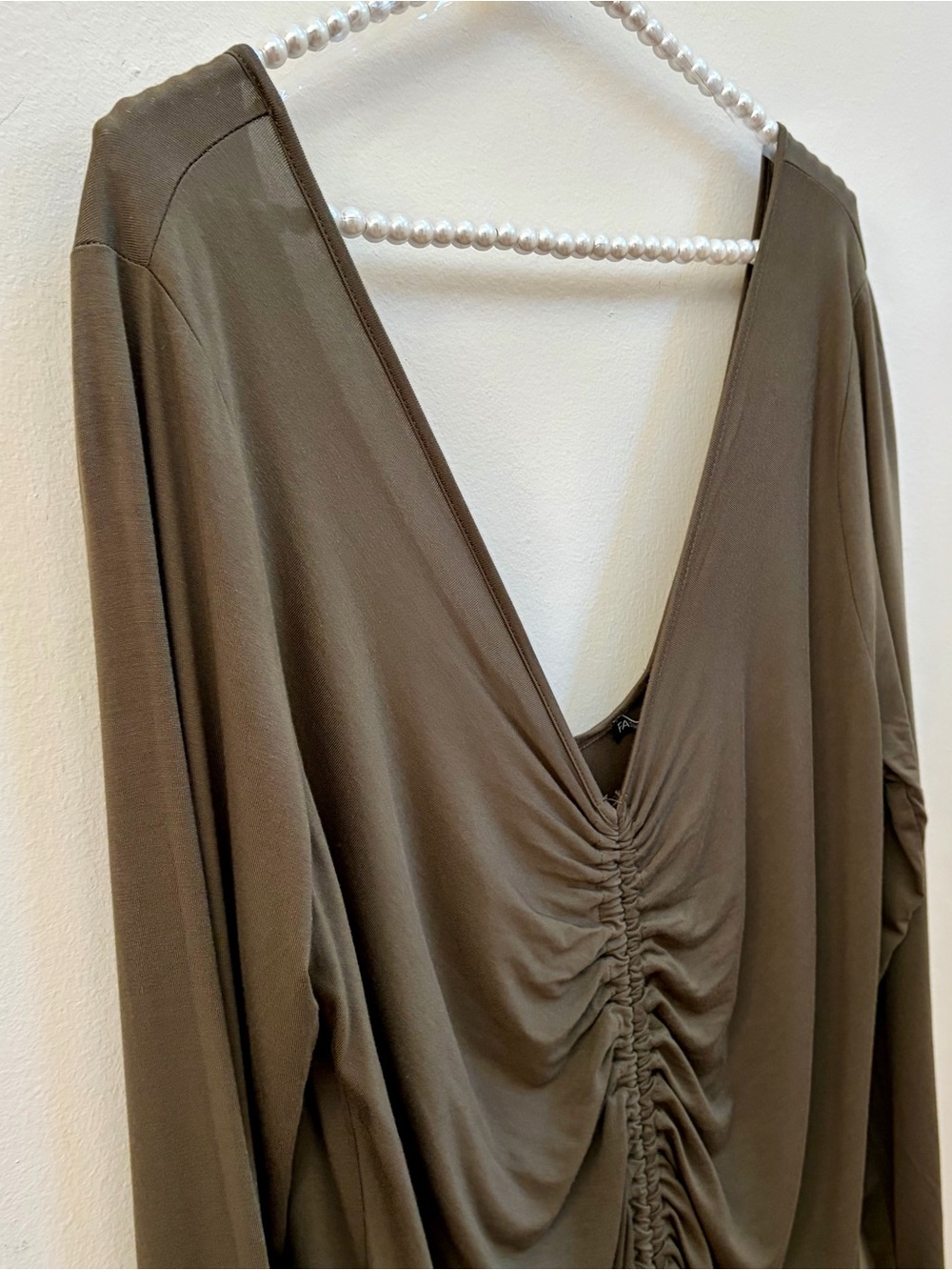 Fashion Nova Hong Kong Ruched Dress Olive Green - Picture 5 of 10